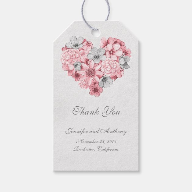 Floral Vintage Heart Wedding Pack Of Gift Tags