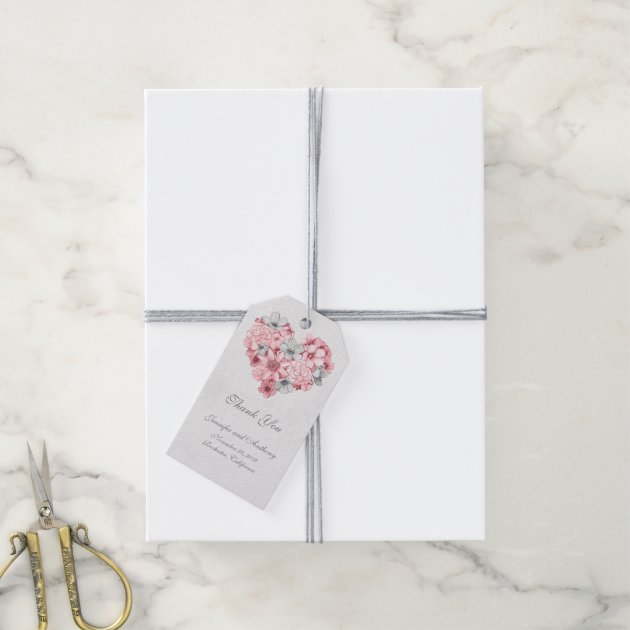 Floral Vintage Heart Wedding Pack Of Gift Tags-2