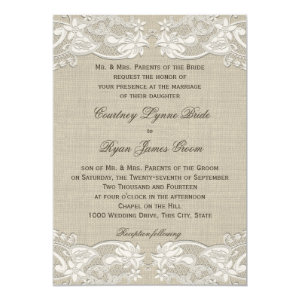 Floral Vintage Lace Design Wedding 5x7 Paper Invitation Card