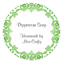 Floral Vintage Soap or Canning Labels Green Stickers
