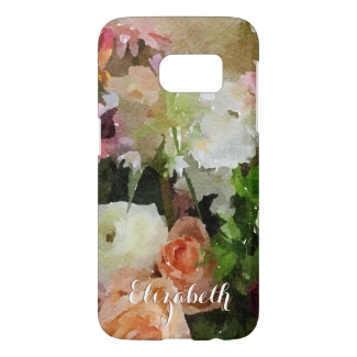 Floral Watercolor Peach & Green Custom