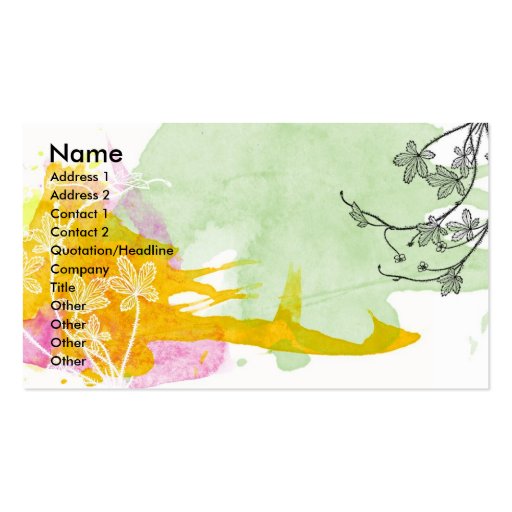 Floral Watercolor Profile Card Business Card Template (front side)