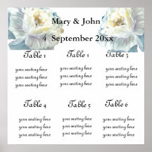 Floral Wedding "Blue roses" seating chart Posters
