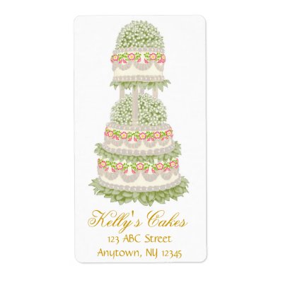 Floral Wedding Cake Customizable Avery Label by twopurringcats