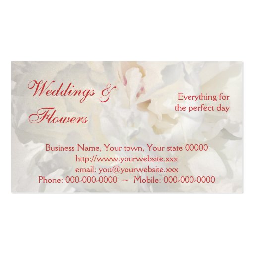 Floral wedding card business card template (back side)