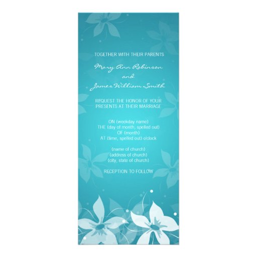 Floral Wedding Exotic Blooms Blue Custom Invitations