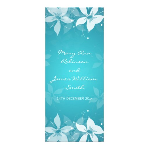 Floral Wedding Exotic Blooms Blue Custom Invitations