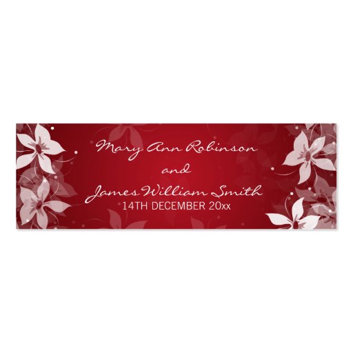 Floral Wedding Favor Tag Exotic Blooms Red Business Cards (front side)