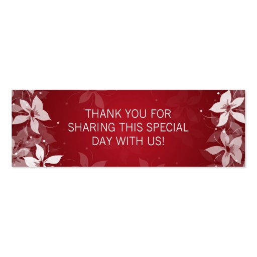 Floral Wedding Favor Tag Exotic Blooms Red Business Cards (back side)