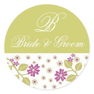 Floral Wedding Monogram Designer stickers sticker