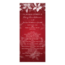 Floral Wedding Program Exotic Blooms Red Custom Invitation