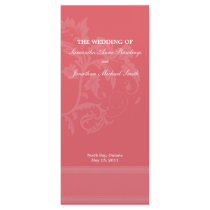 Floral Wedding Program- Honeysuckle Pink Wedding Full Color Rack Card