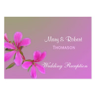 floral wedding reception cards. pink flowers. business cards