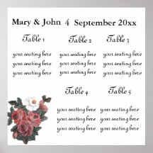 Floral Wedding "Roses" seating chart. Print