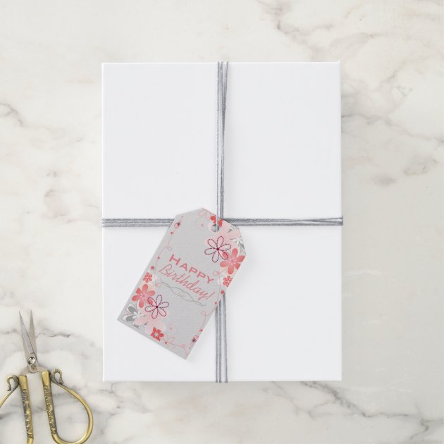 Floral Whimsy Birthday Gift Tags Pack Of Gift Tags 3/3