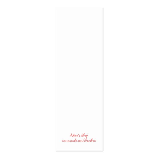 Floral Whimsy Bookmark Business Cards (back side)