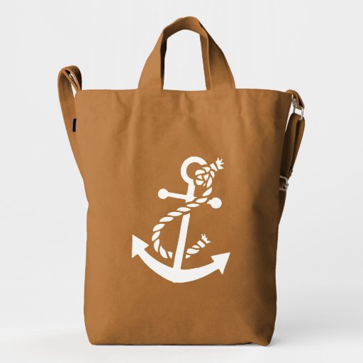 Floral White Nautical Boat Anchor 2 Duck Bag Zazzle
