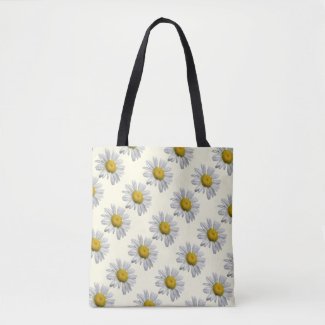 Floral White Yellow Daisy Garden Flower Tote Bag
