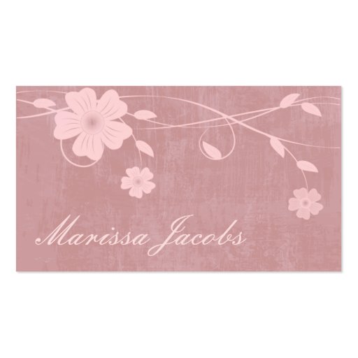 Floral with Grunge Background Peach Business Card (front side)
