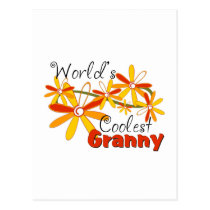 Floral World's Coolest Granny postcards