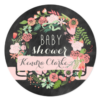 FLORAL WREATH CHALKBOARD | BABY SHOWER INVITATION 