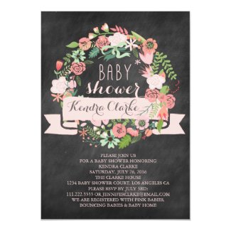 FLORAL WREATH CHALKBOARD | BABY SHOWER INVITATION