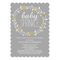 Floral Wreath | Golden Baby Sprinkle Invitation