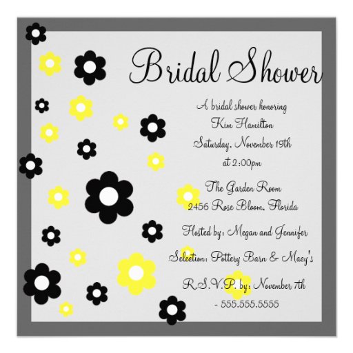 Floral Yellow & Gray Bridal Shower Invitation