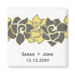 floral "yellow gray" Save the date magnets