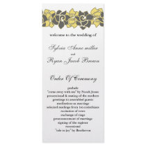 floral "yellow gray" Wedding program Rack Card