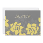 floral "yellow gray" wedding RSVP Custom Announcements