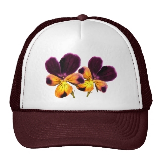 Floral Yellow Purple Pansy Flowers Hat