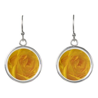 Floral Yellow Rose Garden Flowers Drop Earrings