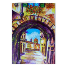 FLORENCE ANTIQUE ALLEY VIEW CHURCH CESTELLO GREETING CARD