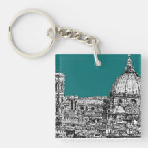 Florence in turquoise square acrylic key chain