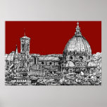 Florence Italy in red Print