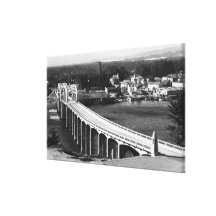 Florence, Oregon Town View and Siuslaw Bridge Canvas Print