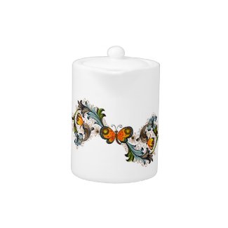 Florentine Butterfly & Flowers Tea Pot teapot