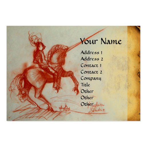 FLORENTINE  KNIGHT ON HORSEBACK Monogram cream Business Cards (front side)
