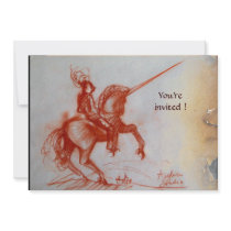 FLORENTINE KNIGHT ON HORSEBACK  parchment Custom Invites