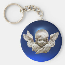 FLORENTINE RENAISSANCE ANGEL ,Blue Sapphire Gem Key Chain