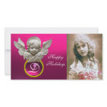 FLORENTINE RENAISSANCE ANGEL Fuchsia Gem Monogram Photo Card Template