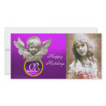 FLORENTINE RENAISSANCE ANGEL Purple Gem Monogram Photo Cards