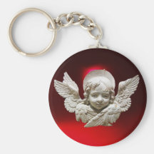 FLORENTINE RENAISSANCE ANGEL,Red Ruby Gem Keychains