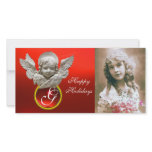 FLORENTINE RENAISSANCE ANGEL Red Ruby Gem Monogram Picture Card