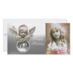 FLORENTINE RENAISSANCE ANGEL White Gem Monogram Personalized Photo Card