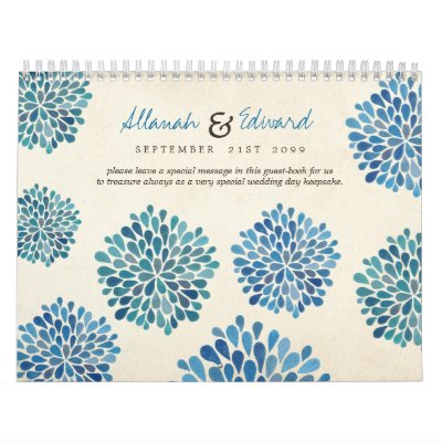 Flores azules que casan el libro de visitas person calendario de pared Flores azules que casan el libro de visitas person calendario de pared
