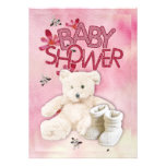 Flores e invitación rosadas de Teddybear Babyshowe