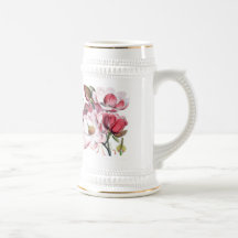 Flores rosadas de la magnolia tazas de café
