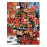 Flores y gatos - arte impresionista - Renoir Tarjeta Postal